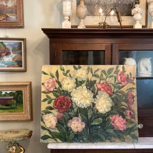 Original oil painting on canvas of peonies by Carl G. T. Olson