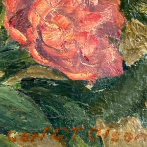 Original oil painting on canvas of peonies by Carl G. T. Olson 