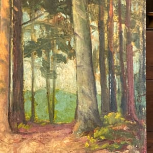 Original oil on board of pine forest by Carl G. T. Olson 