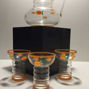 Vintage orange glass juice set 