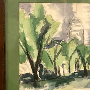 framed landscape watercolor by Connie Goldman 