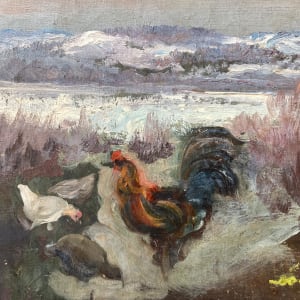 framed rooster painting by Carl G. T. Olson 