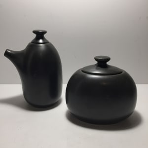 Japanese art pottery creamer and sugar 