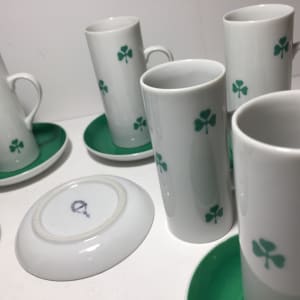 Set of shamrock espresso cups and saucers 