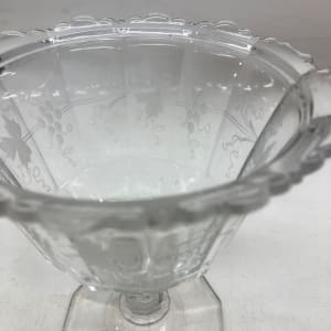EAPG clear glass covered etched compote 