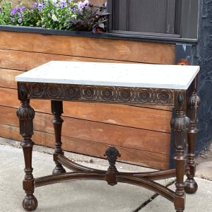 Carved marble top side table 