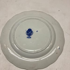 flow blue and white plate 