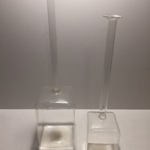square ultra thin art glass vase with narrow neck 