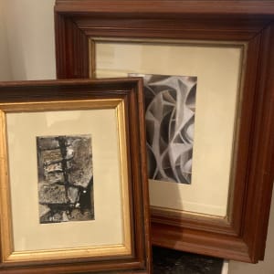 Framed original abstract black and white painting on paper 