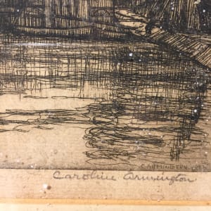 framed Original etching by Caroline Arlington " Le Pont Neuf... 