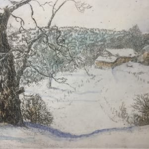 Framed Michael Bond etching " A December Day" 