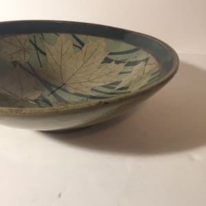 hand made art pottery leaf bowl 