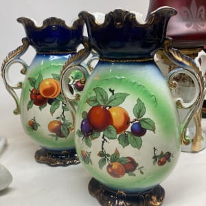 Handpainted Victorian large vases 