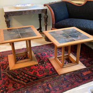 Pair of Drexel tile topped end table 