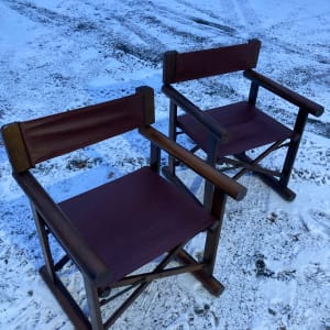 Folding Danish leather director chairs 