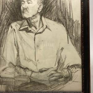 Framed original sketch of man with mustache 