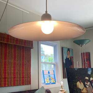 Scandinavian white metal hanging light fixture 