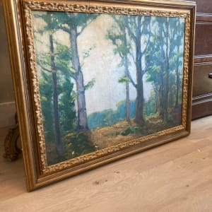 Framed original oil on canvas of summer woods by Carl G. T. Olson 