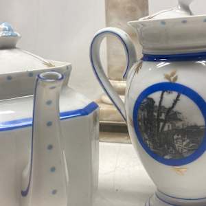 pair of Avenir Limoges porcelain pitchers 