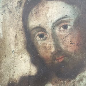 Framed RETABLO of Jesus on tin circa 18th century 