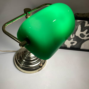 Emerald green light with brass base 