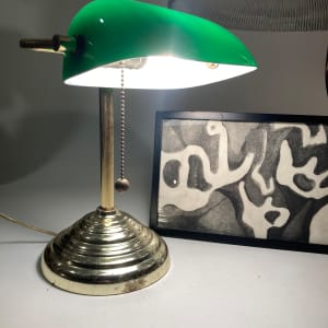 Emerald green light with brass base 