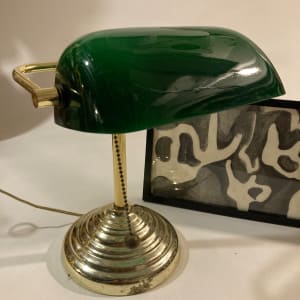 Emerald green light with brass base 