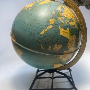 miniature vintage 1950's metal globe 