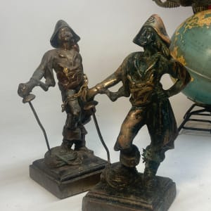 pair of bronze clad pirate bookends 