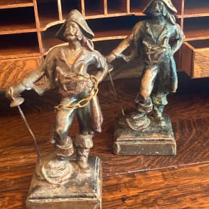 pair of bronze clad pirate bookends 