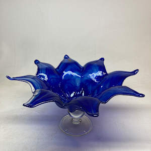 large Murano art glass blue vase 
