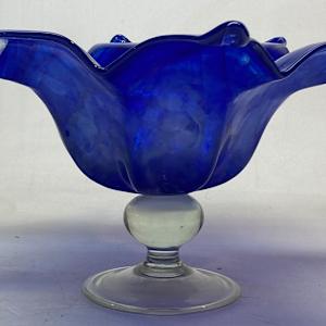 large Murano art glass blue vase 