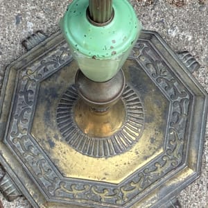 Art Deco bridge lamp with green accents 