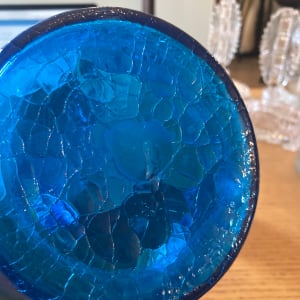 Blue art glass vase with stopper 