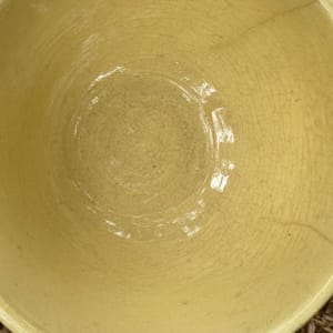 Large cream color with brown stripe mixing bowl 