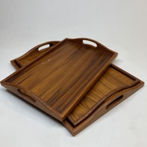 Set of three Scandinavian teak serving trays 