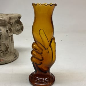 Victorian amber glass hand vase 