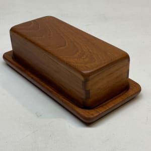 Scandinavian teak covered butter dish 