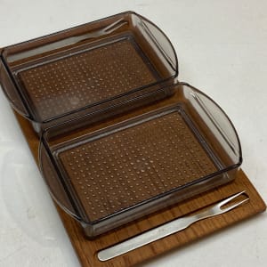 Scandinavian. relish tray with teak tray 