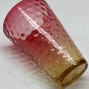 Inverted coin dot Rubina Amberina vase 