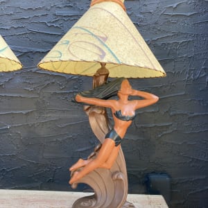 Pair of chalk dancing figure lamps 