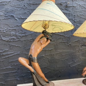 Pair of chalk dancing figure lamps 