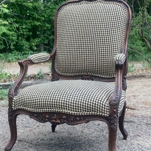 Upholstered French walnut arm chair 