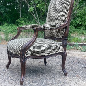 Upholstered French walnut arm chair 