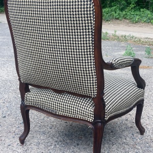 Upholstered French walnut arm chair 