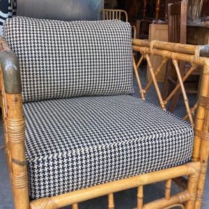 Bamboo chair with upholstered seat cushions 