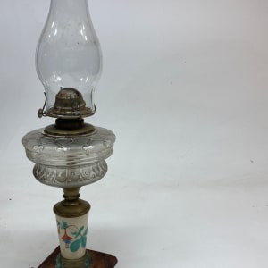 vintage hand painted kerosene lamp 