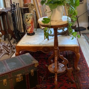Marble top walnut Victorian stand 