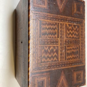 Tramp art folk art inlaid wooden box 