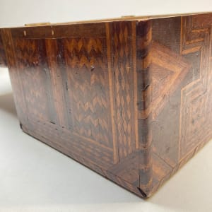 Tramp art folk art inlaid wooden box 